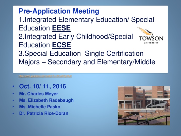 Pre-Application Meeting for Integrated Education Programs