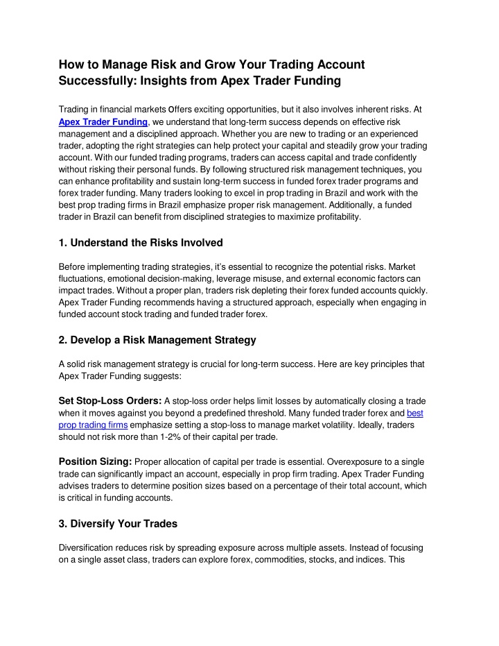 How to Manage Risk and Grow Your Trading Account Successfully