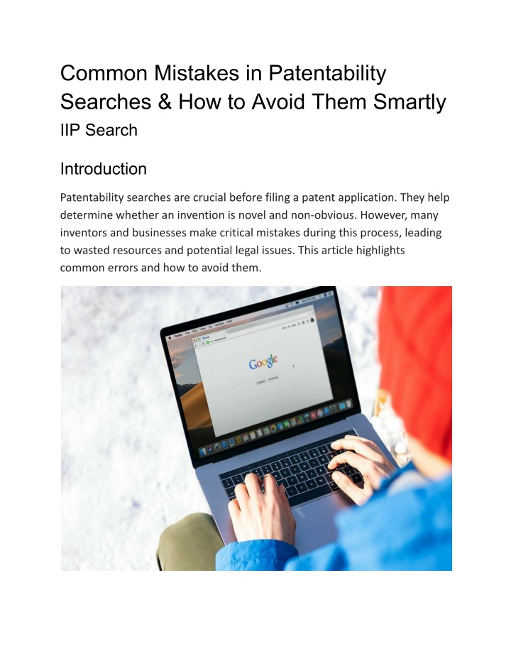 common mistakes in patentability searches n.w