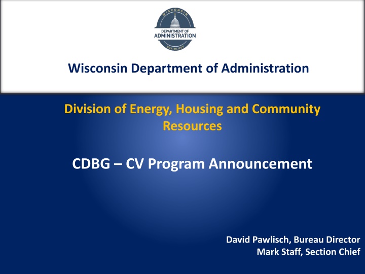 Wisconsin Department of Administration CDBG-CV Program Details