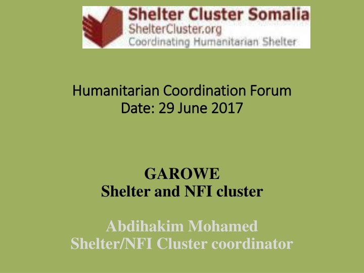 Humanitarian Coordination Forum for Emergency Assistance in Somalia
