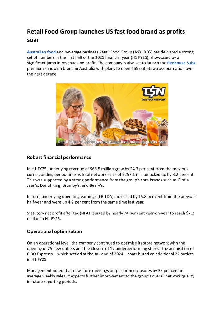 retail food group launches us fast food brand n.w