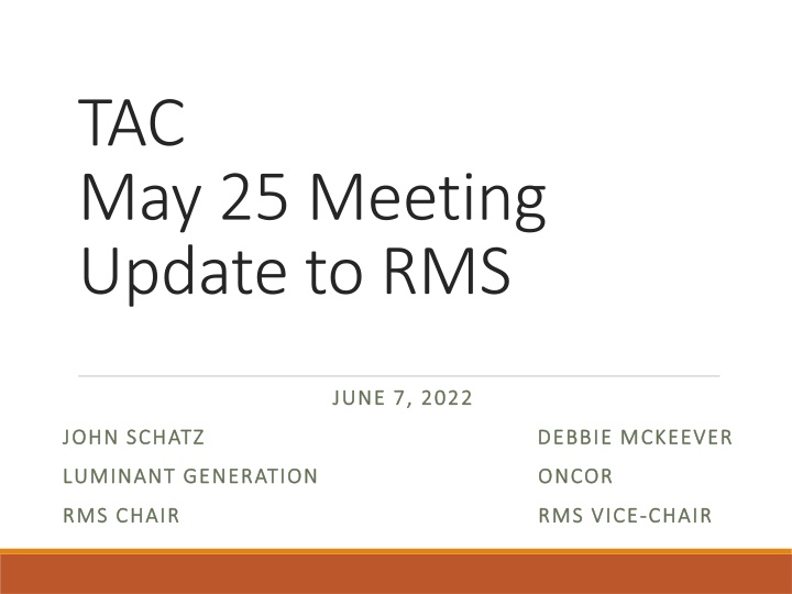 TAC Meeting Update June 7, 2022