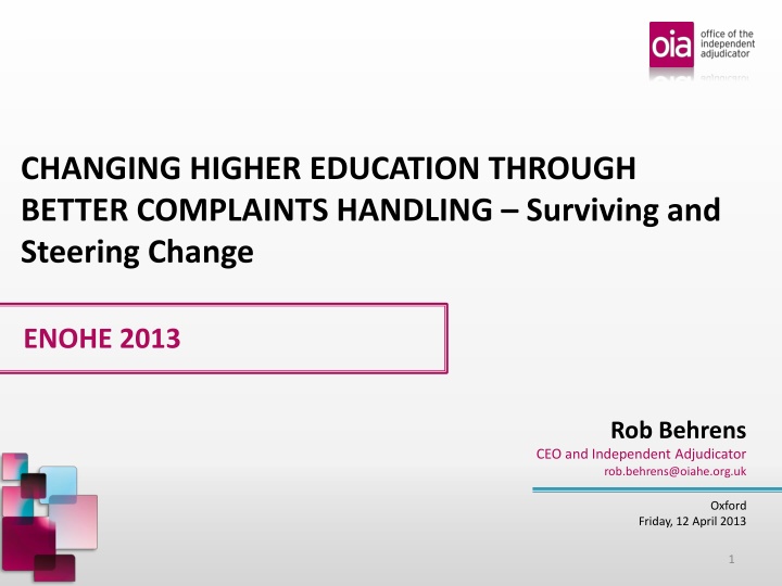 Changing Higher Education Through Better Complaints Handling