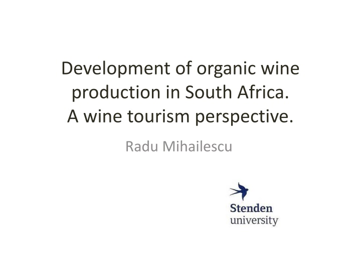 Development of organic wine production in South Africa