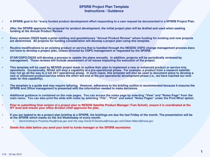 SPSRB Project Plan Template Instructions