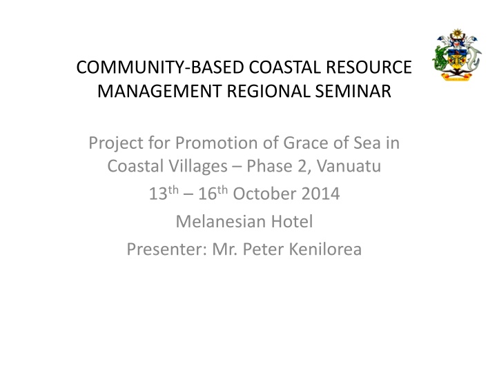 Community-Based Coastal Resource Management in Solomon Islands