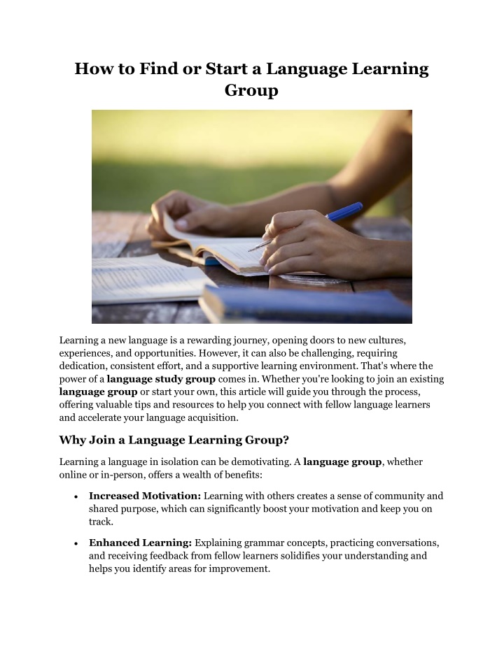 how to find or start a language learning group n.w