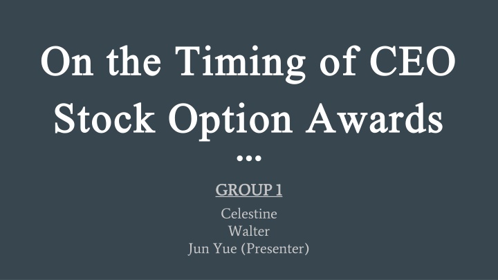 CEO Stock Option Awards Timing Study