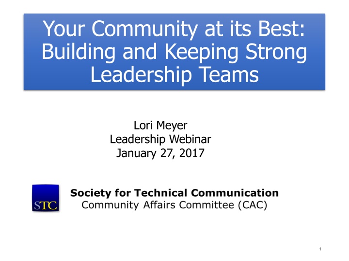 Building Strong Community Leadership Teams