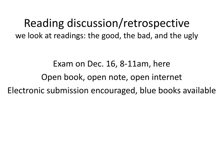 Reading discussion/retrospective