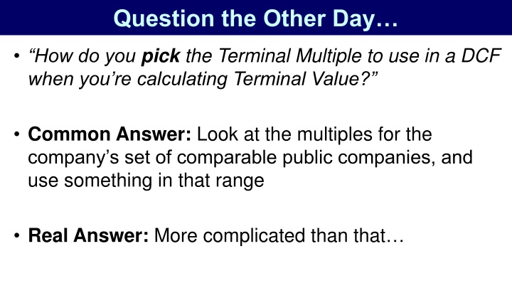 Calculating Terminal Multiple in DCF