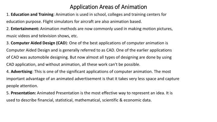 Application Areas of Animation