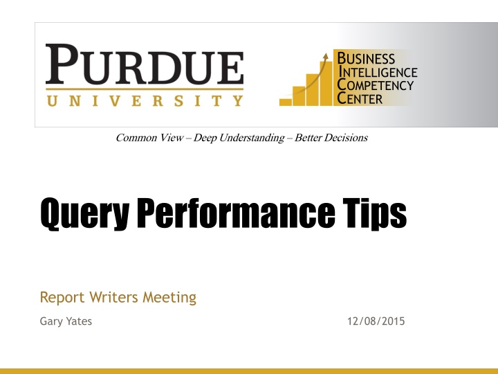 Report Writers Meeting with Query Performance Tips