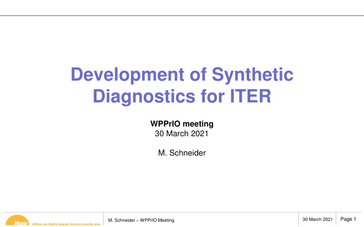 Development of Synthetic Diagnostics for ITER