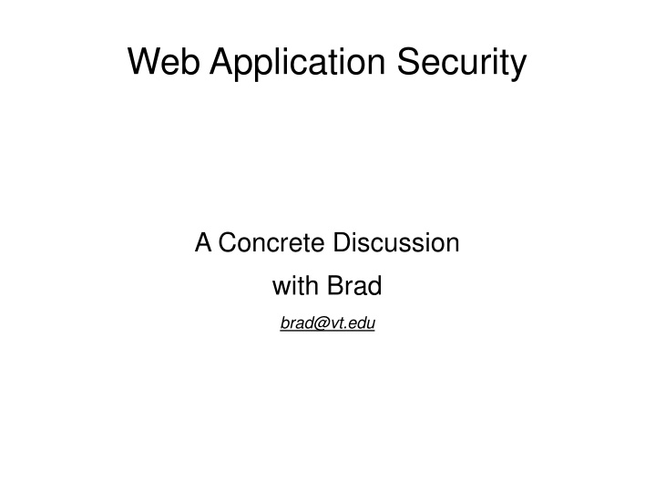Web Application Security