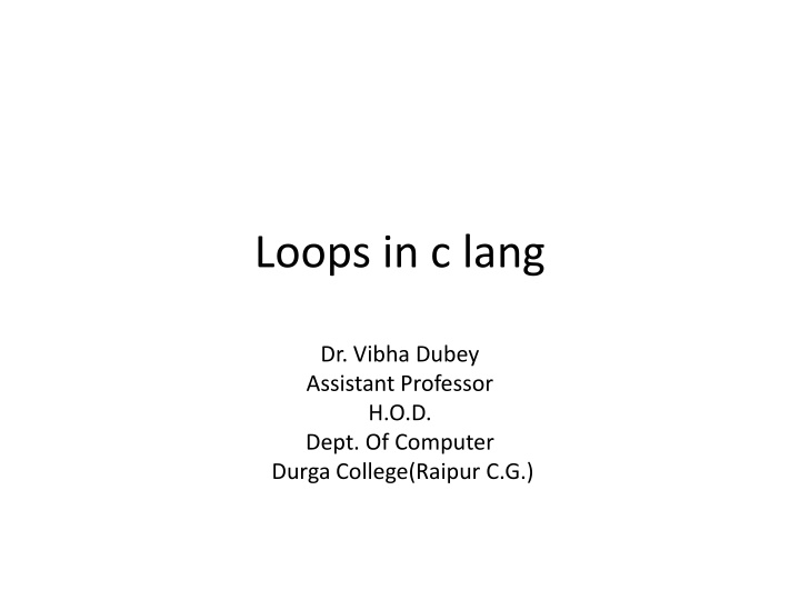 Loops in c lang
