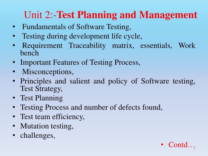 Fundamentals of Software Testing Planning and Management