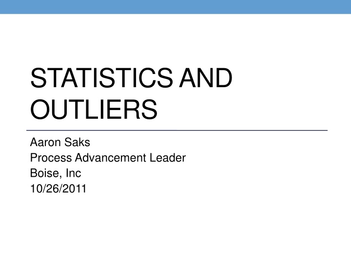 Statistics and Outliers in Data Analysis