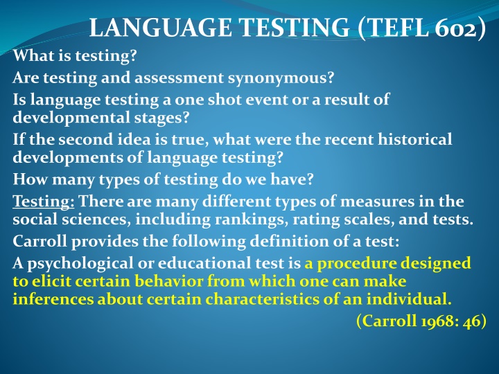 Language Testing History & Development