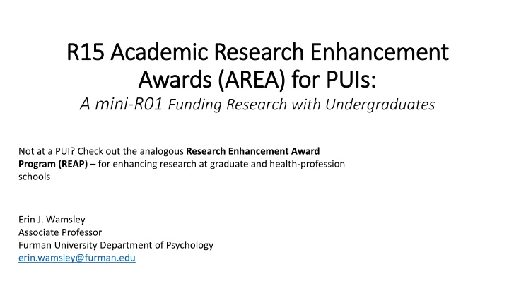 Enhancing Research Environment at Undergraduate-Focused Institutions
