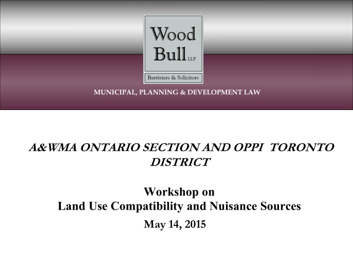 Workshop on Land Use Compatibility and Nuisance Sources