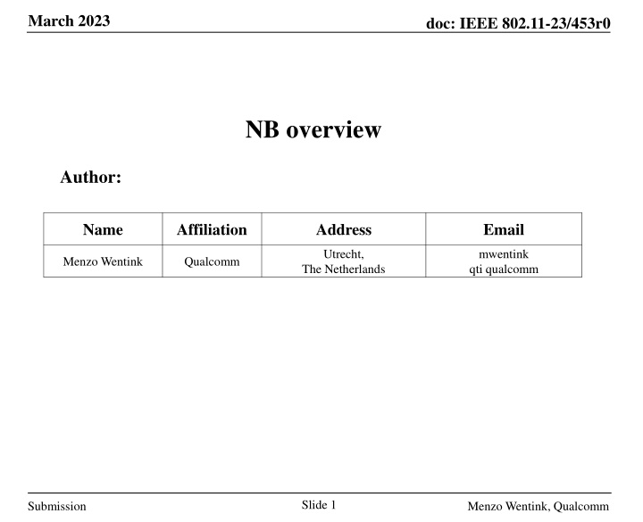 NB overview