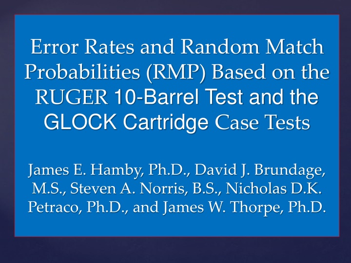 Error Rates and Random Match Probabilities Based on Research Findings