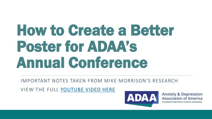 How to Create a Better Poster for ADAA's Annual Conference