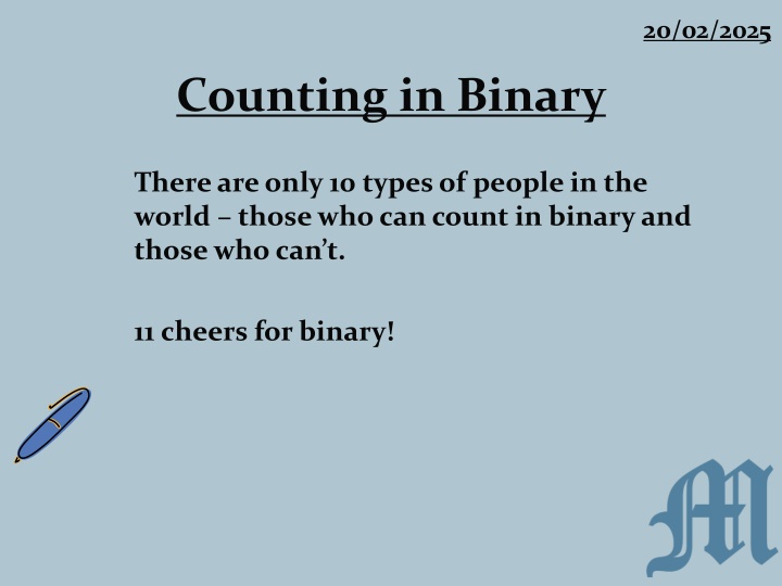 Counting in Binary