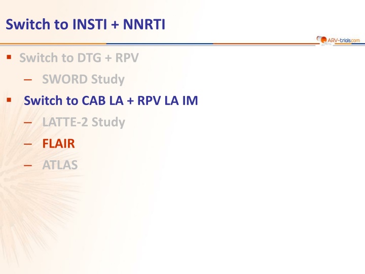 Switch to INSTI + NNRTI