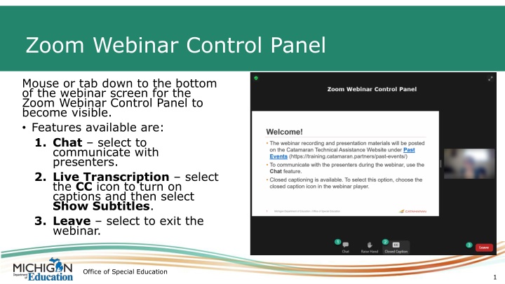 Zoom Webinar Control Panel