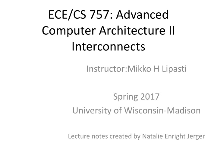 Advanced Computer Architecture II - Interconnect Networks Overview