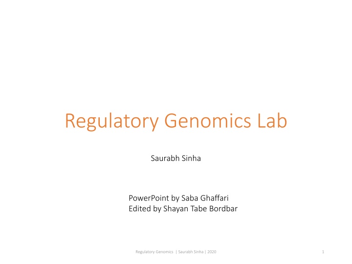 Regulatory Genomics Lab and Variant Calling Workshop Overview