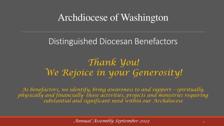 Archdiocese of Washington DDB Mission