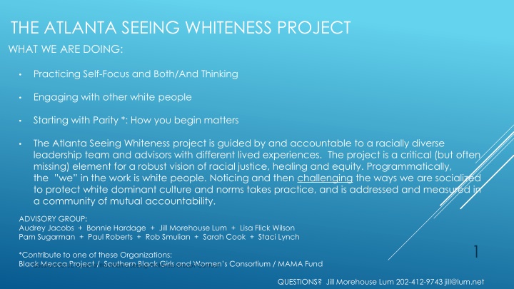 THE ATLANTA SEEING WHITENESS PROJECT