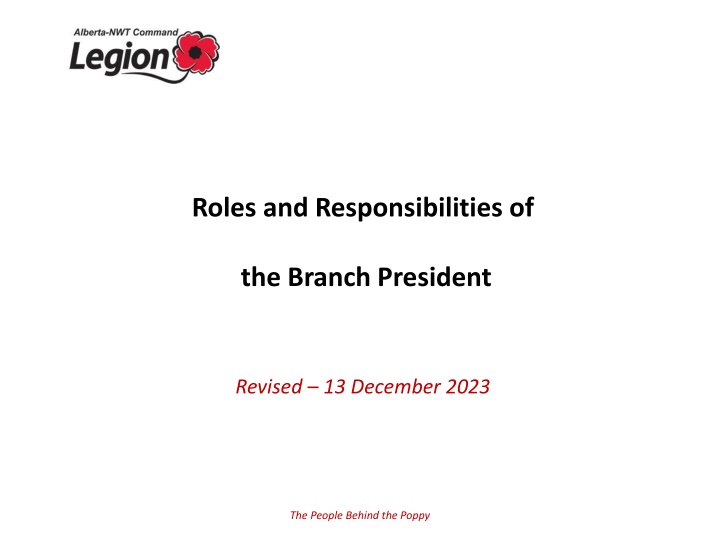 Branch President Roles & Responsibilities