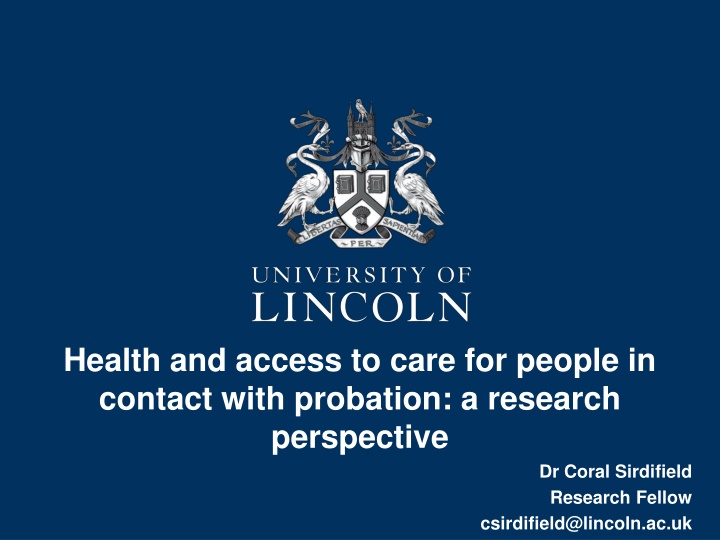 Health Needs of People in Contact with Probation: A Research Perspective