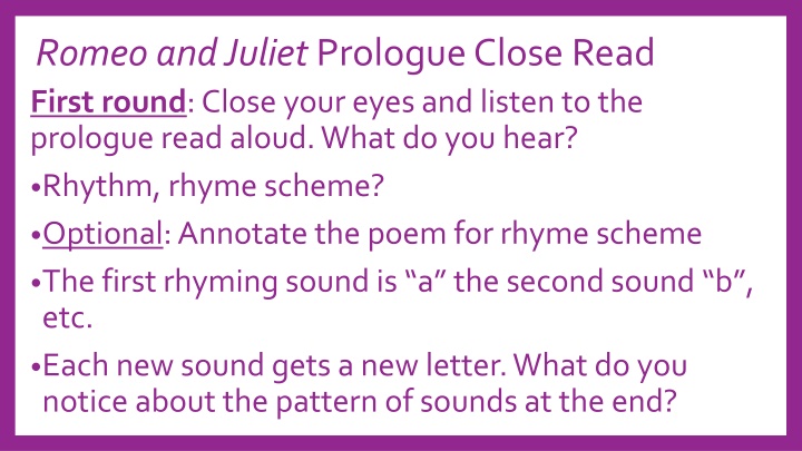 Romeo and Juliet Prologue Close Read