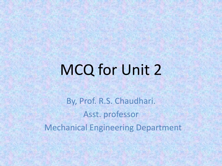 MCQ for Unit 2