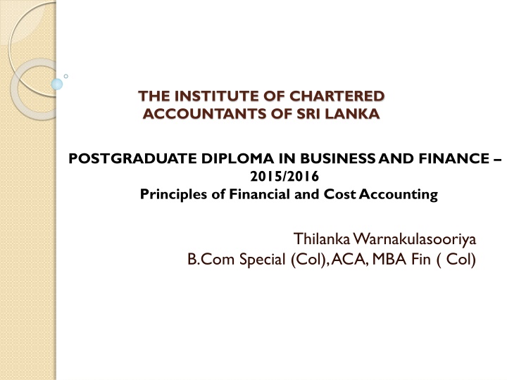 Principles of Financial and Cost Accounting