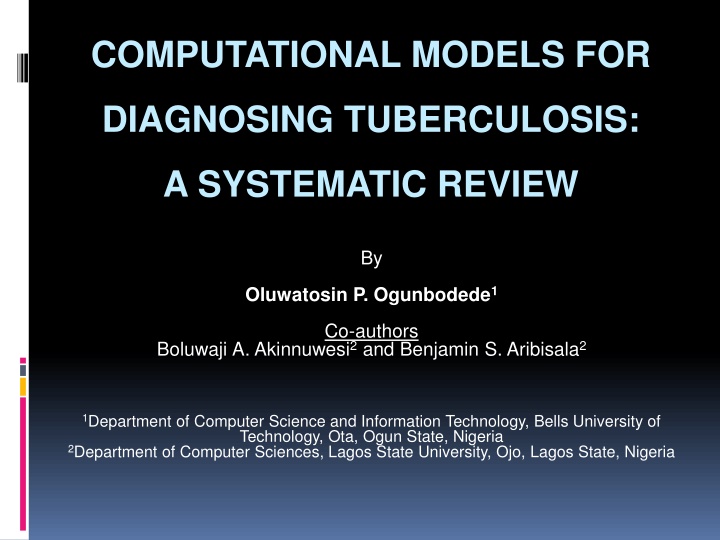 Computational Models for Tuberculosis Diagnosis: A Review