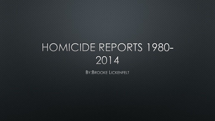 Gun Homicide Trend Analysis in Westmoreland County