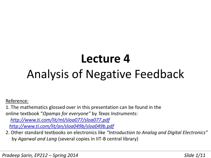 Analysis of Negative Feedback