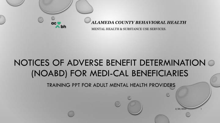 Alameda County Behavioral Health Training for Mental Health Providers