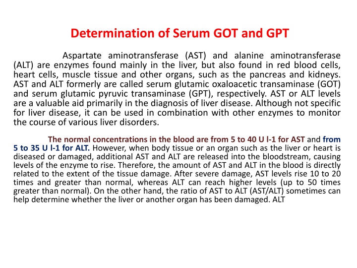 Determination of Serum GOT and GPT