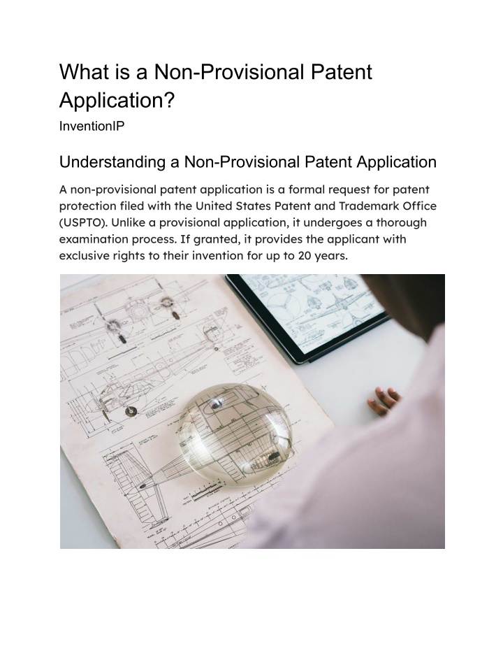 what is a non provisional patent application n.w