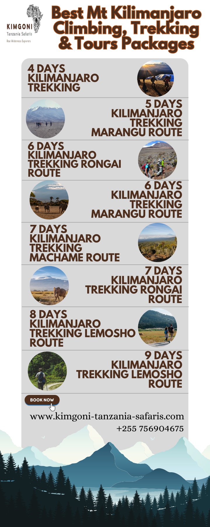 best mt kilimanjaro climbing trekking tours n.w