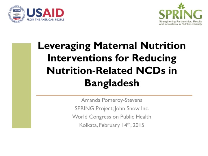 Maternal Nutrition Interventions for Reducing NCDs