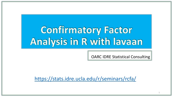 Confirmatory Factor Analysis in R with lavaan